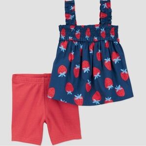 Carter's Baby Girls' 12 months “Strawberries Cotton Tunic & Shorts Set” - NWT